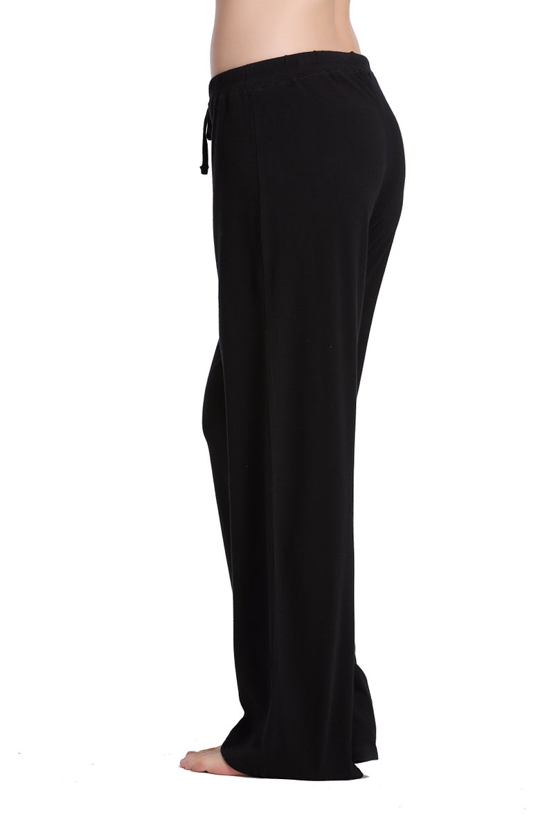 CYZ Women's Basic Stretch Cotton Knit Pajama Sleep Lounge Pants-Black-M - Image 3